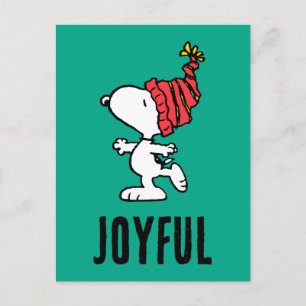 Cartão Postal De Festividades Amendoins Snoopy Winter Merry Christmas