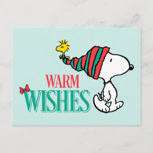 Cartão Postal De Festividades Amendoins Snoopy & Woodstock Warm Wish