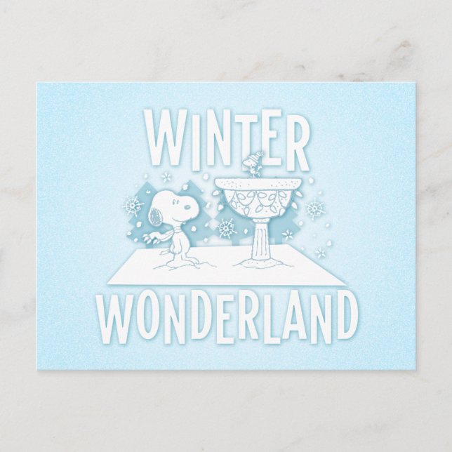 Cartão Postal De Festividades Amendoins | Snoopy & Woodstock Winter Wonderland (Frente)