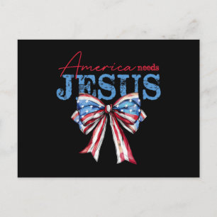 Cartão Postal De Festividades America Precisa de Jesus Bandeira Cristã EUA Coque