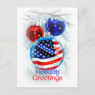 Cartão Postal De Festividades American Flag in Patriotic Christmas Ornament