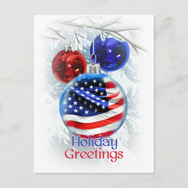 Cartão Postal De Festividades American Flag in Patriotic Christmas Ornament (Frente)