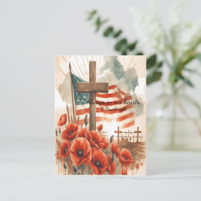 Cartão Postal De Festividades Americana Cross in Bloom (Em pé/Frente)