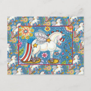 Cartão Postal De Festividades AMERICANA WHIMSYNICKER PATRIOTIC PONY Cute Fantasy