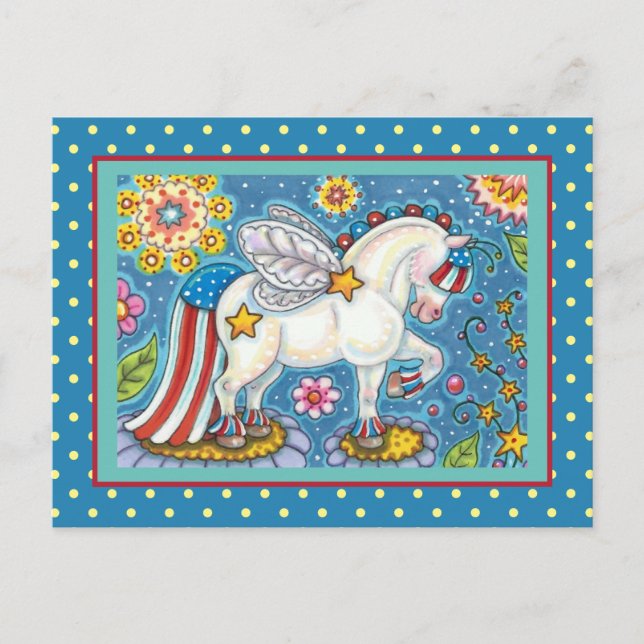 Cartão Postal De Festividades AMERICANA WHIMSYNICKER PATRIOTIC PONY Fantasy (Frente)