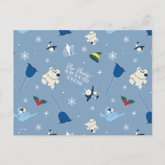 Cartão Postal De Festividades Amigos Animais Padrão de Inverno "Tchau, Amigo" (Frente)