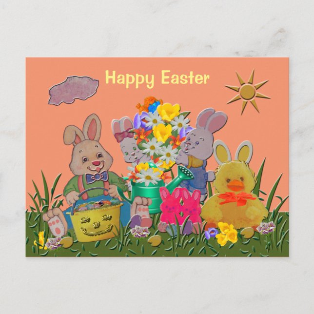 Cartão Postal De Festividades Amigos do felz pascoa (Frente)