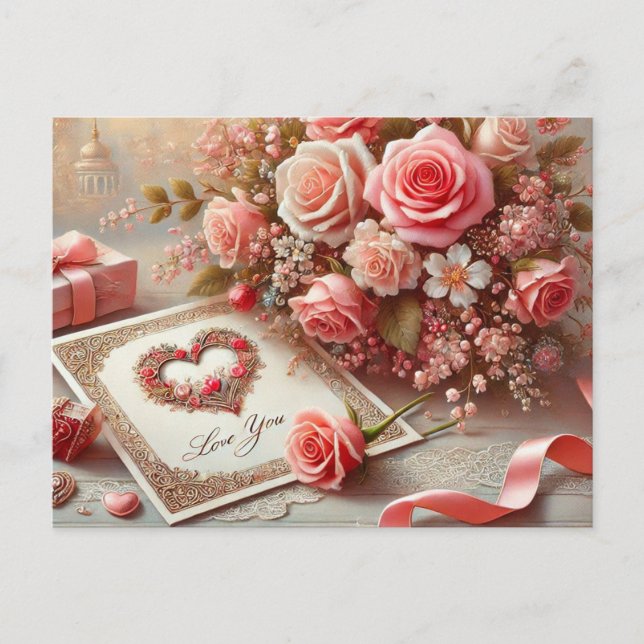 Cartão Postal De Festividades Amo-Te Dia de os namorados (Frente)
