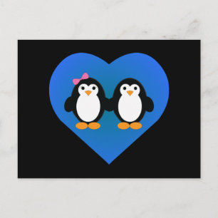 Cartão Postal De Festividades Amor de Pinguim