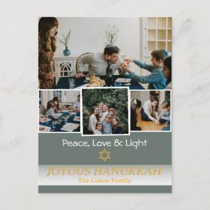 Cartão Postal De Festividades Amor e Luz Colagem de fotos da família de Hanukk