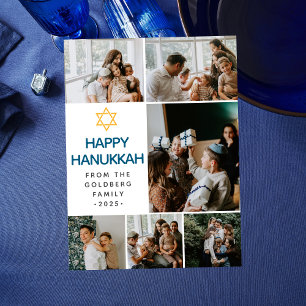 Cartão Postal De Festividades Amor e Luz Colagem de fotos da família do Hanukk