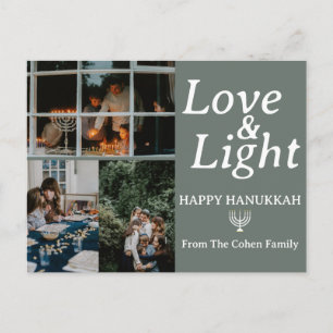 Cartão Postal De Festividades Amor e Luz Colagem de fotos da família Hanukkah