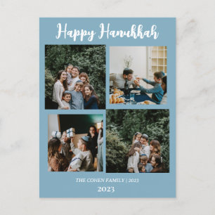 Cartão Postal De Festividades Amor e Luz Colagem de fotos da família Hanukkah