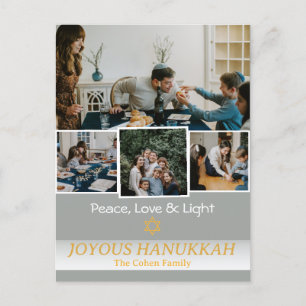 Cartão Postal De Festividades Amor e Luz Foto da família Hanukkah Collage