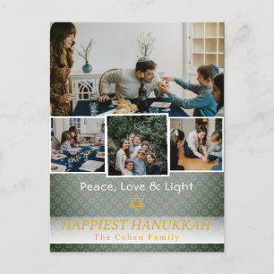 Cartão Postal De Festividades Amor e Luz Foto da família Hanukkah Collage
