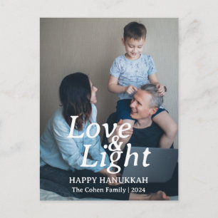 Cartão Postal De Festividades Amor e Luz   Uma foto da família de Hanukkah