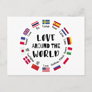 Cartão Postal De Festividades Amor em Todo o Mundo Idiomas