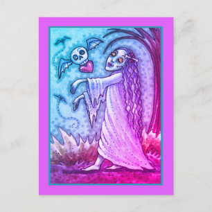 CARTÃO POSTAL DE FESTIVIDADES AMOR GAROTA DOENTE ZOMBIE SEGUINDO O CORAÇÃO, BRIN