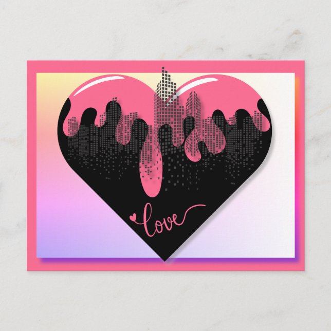 Cartão Postal De Festividades Amor no Dia de os namorados da Cidade (Frente)