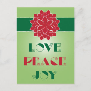 Cartão Postal De Festividades Amor Verde e Vermelho Moderno, Paz, citação de J
