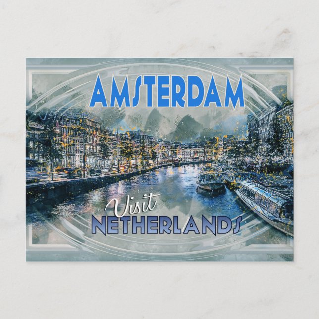 Cartão Postal De Festividades Amsterdã, da série Visitar... (Frente)