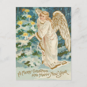 Cartão Postal De Festividades Angel Lighting Candlelit Árvore de Natal
