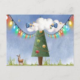 Cartão Postal De Festividades Ângulos no texto personalizável de árvore decorada