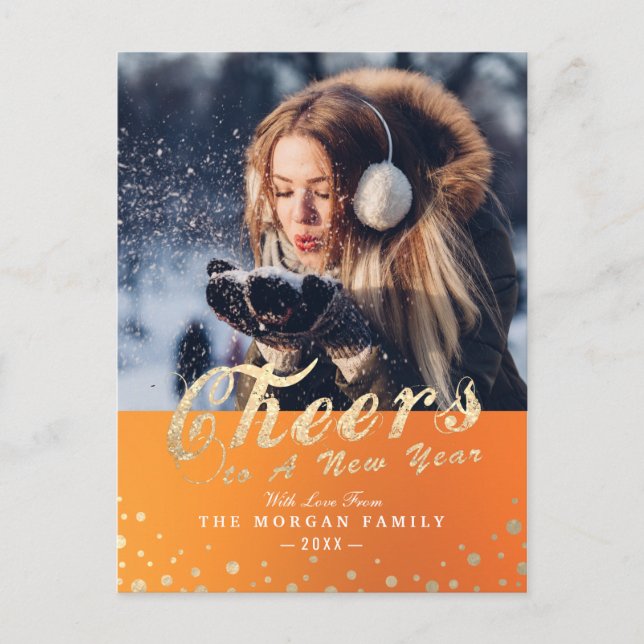 Cartão Postal De Festividades Anima-se ao Ano Novo Feriado Sazonal Foto de Sauda (Frente)