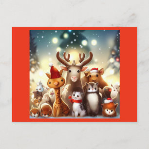 Cartão Postal De Festividades Animais de Natal 7