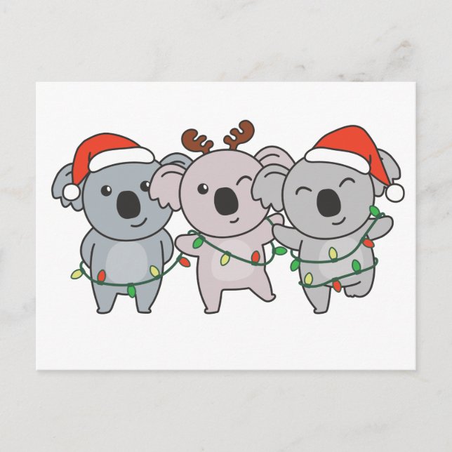 Cartão Postal De Festividades Animais de Natal Koala — Cute Koalas (Frente)