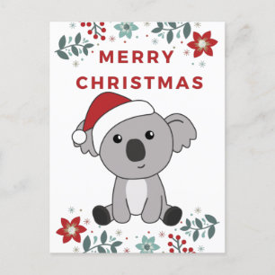 Cartão Postal De Festividades Animais de Natal Koala Neve Inverno Coalas