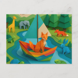 Cartão Postal De Festividades Animais Dobrados da Floresta – Vida Selvagem Color