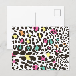 Cartão Postal De Festividades Animais Selvagens Coloridos e Folhas Tropicais