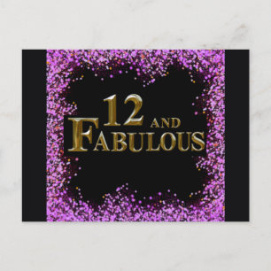 Cartão Postal De Festividades Aniversário de 12 anos