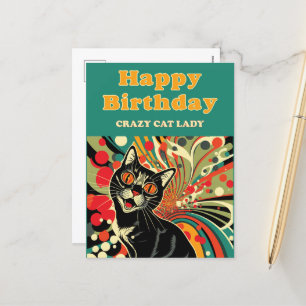 Cartão Postal De Festividades Aniversário de Senhora de Gato Louco