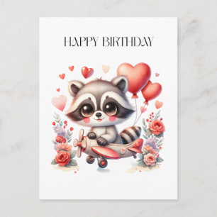 Cartão Postal De Festividades Aniversário do Guaxinim Voador