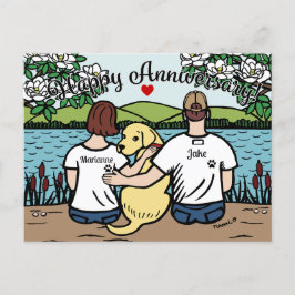Cartão Postal De Festividades Aniversário feliz do Labrador Amarelo e dos Pais
