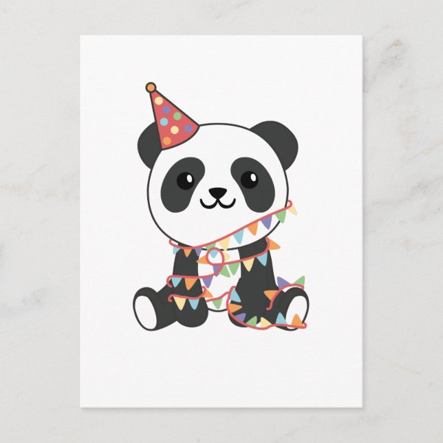 Cartão Postal De Festividades Aniversário Panda Para Crianças Um Carro-Postal De (Frente)