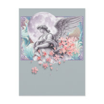 Anjo ao Luar — Lua & flores cor-de-rosa, paleta su