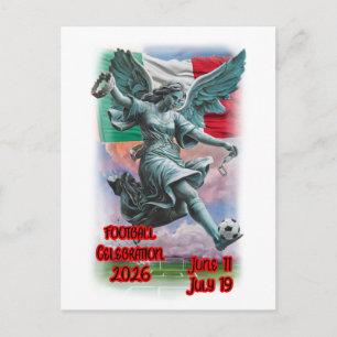 Cartão Postal De Festividades Anjo da Independência Celebra Futebol em um