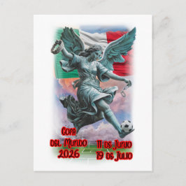 Cartão Postal De Festividades Anjo da Independência jogando Futebol em um