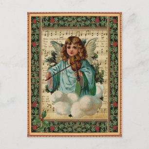 Cartão Postal De Festividades Anjo de Natal com Violino