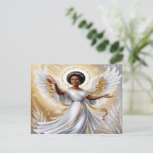 Anjo Natal Negro no Cartão-postal Dourado
