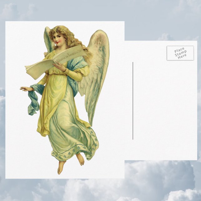 Cartão Postal De Festividades Anjo Vitoriano de Natal, Gloria em Excelsis Deo (Criador carregado)