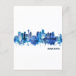 Cartão Postal De Festividades Ankara Turkey Skyline Blue
