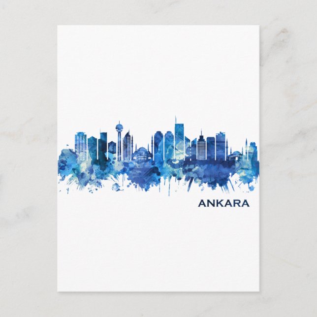 Cartão Postal De Festividades Ankara Turkey Skyline Blue (Frente)