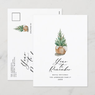 Cartão Postal De Festividades Ano mínimo moderno para lembrar da árvore de Natal