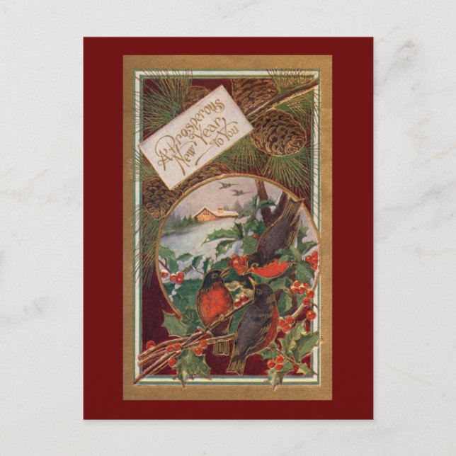 Cartão Postal De Festividades Ano Novo (Frente)