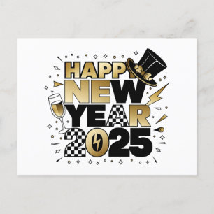Cartão Postal De Festividades Ano Novo 2025