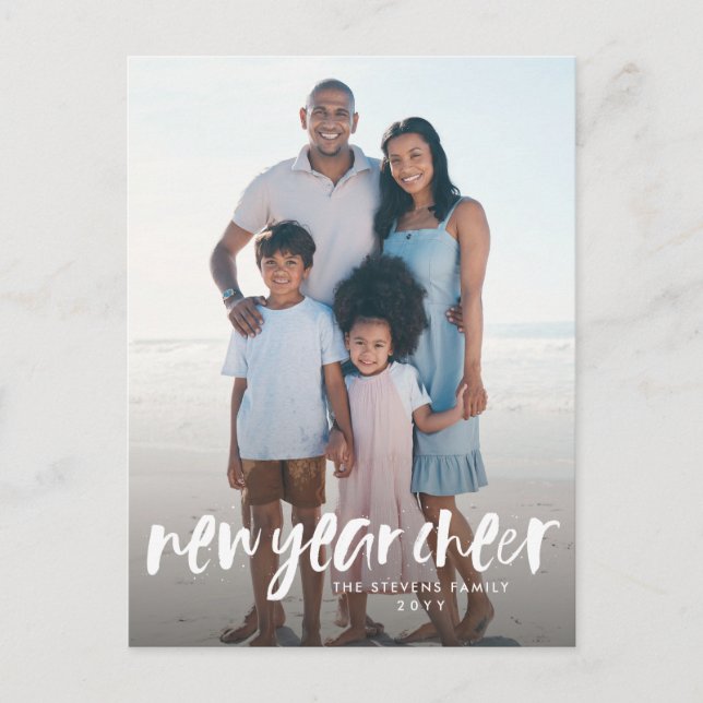 Cartão Postal De Festividades Ano novo anime simples branco moderno (Frente)